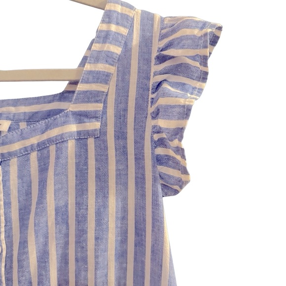 Beachlunchlounge-Women's Flutter Sleeve Button Front Linen Dress-EUC - Picture 3 of 13